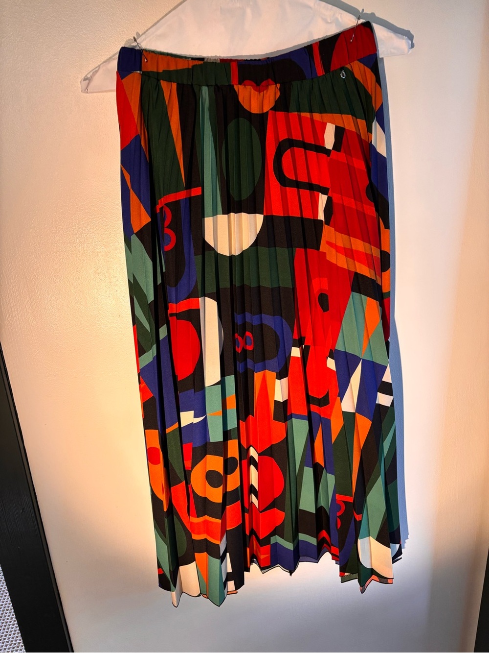 Abstract Print Pleated Midi Skirt - Multicolor